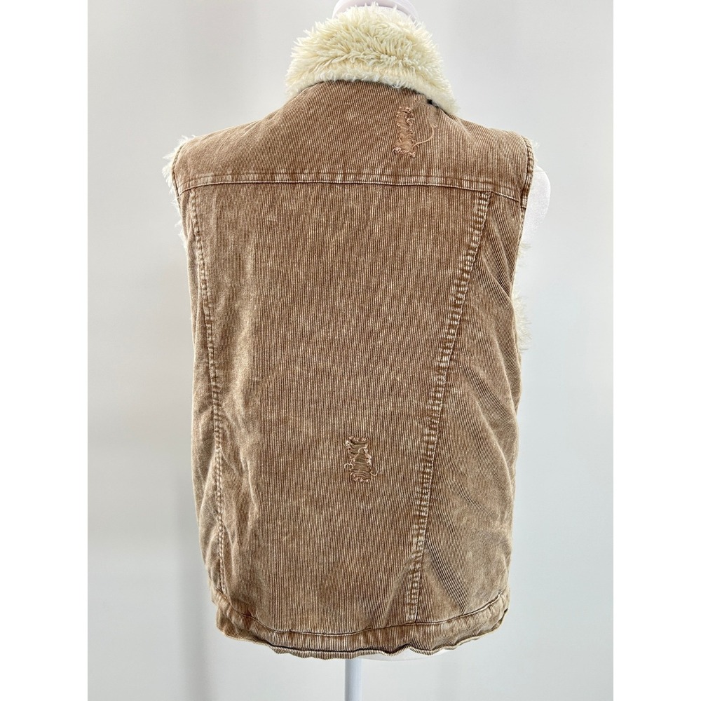 BKE Sherpa Lined Corduroy Vest Brown Distressed Western Cozy M - Picture 8 of 16